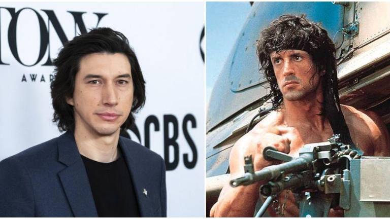Adam Driver y Sylvester Stallone en el papel de Rambo.