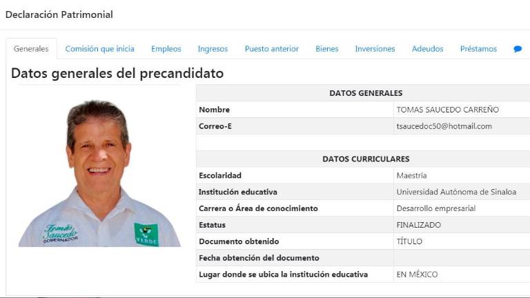 En la plataforma se muestra información sobre los bienes, ingresos, adeudos, entre otros datos.