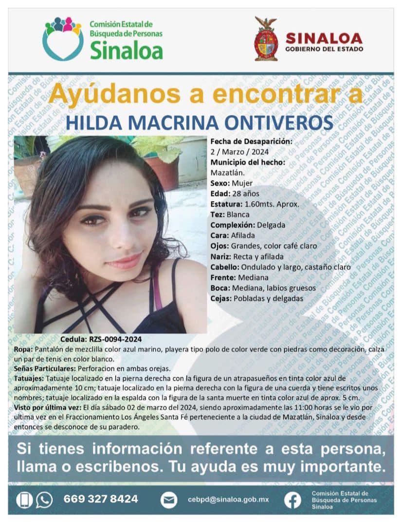 $!Desaparece mujer de 28 años en Mazatlán