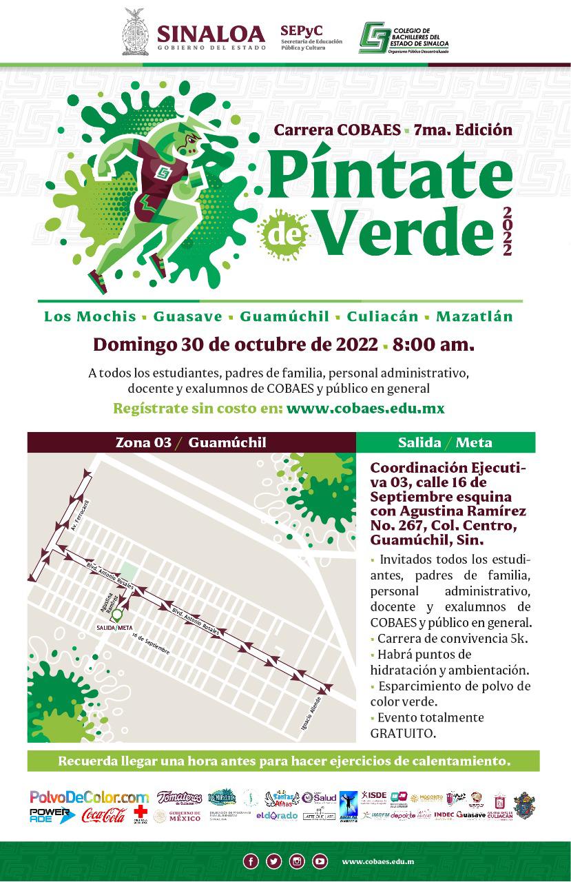$!COBAES invita a correr en la carrera ‘Píntate de Verde 2022’