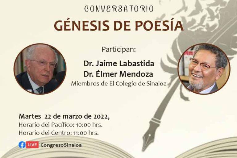 Jaime Labastida y Élmer Mendoza hablarán de poesía en conversatorio