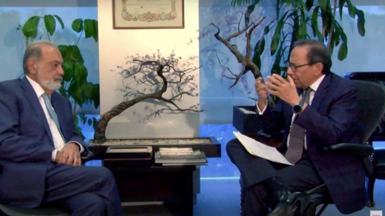 Carlos Slim Helú y Carlos Salazar Lomelín en entrevista.
