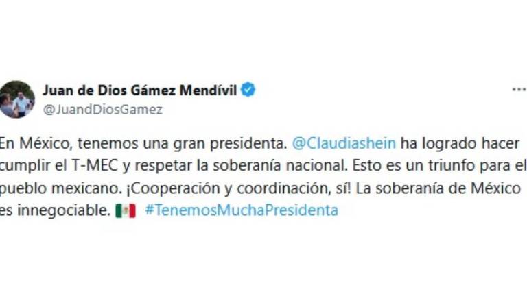 El Alcalde de Culiacán Juan de Dios Gámez Mendívil expresa su respaldo a la Presidenta Claudia Sheinbaum Pardo.