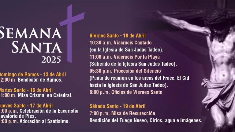Programa de actividades de Semana Santa en el Templo de San Judas Tadeo.