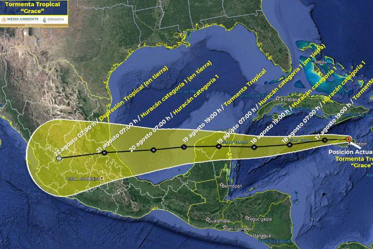 La tormenta Grace se encamina hacia México y tocaría tierra dos veces como huracán