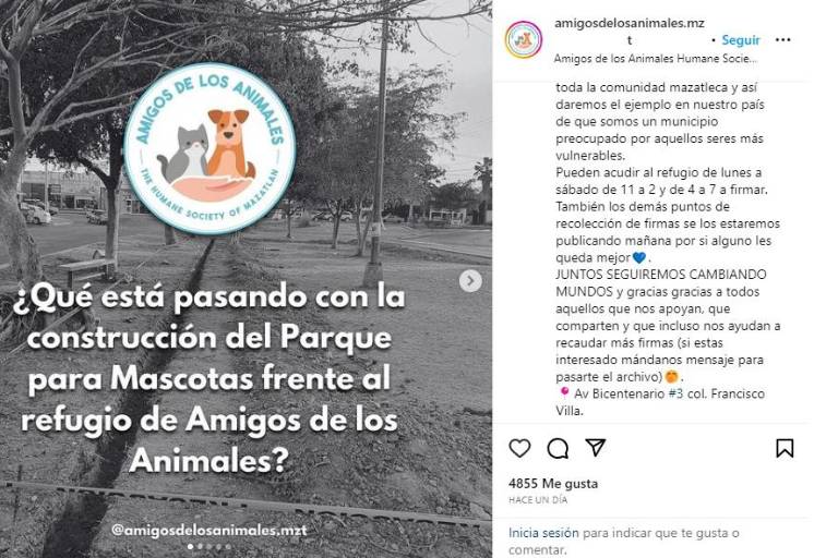 Llaman a sumarse con firmas para lograr el parque para mascotas en Mazatlán