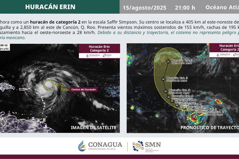 ‘Erin’ se intensifica categoría 5, máxima escala; Centro Nacional de Huracanes lo considera catastrófico