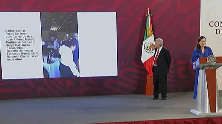 Conferencia mañanera donde hablan de Xóchitl Gálvez, aspirante a la Presidencia de la República.