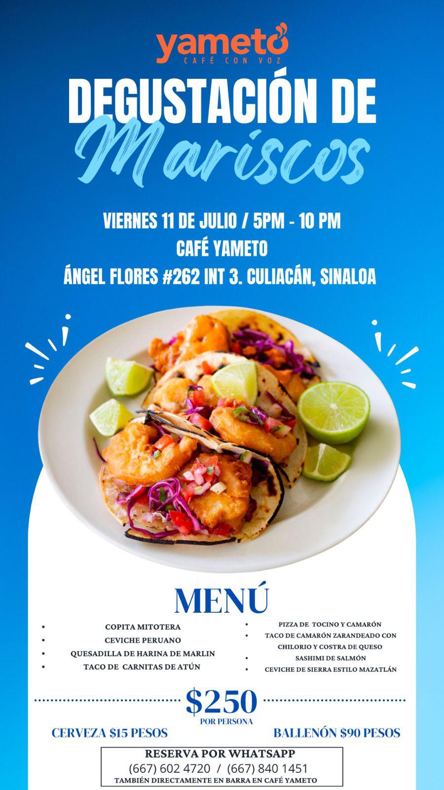 $!¡Hoy menú degustación de mariscos en Yameto Café!