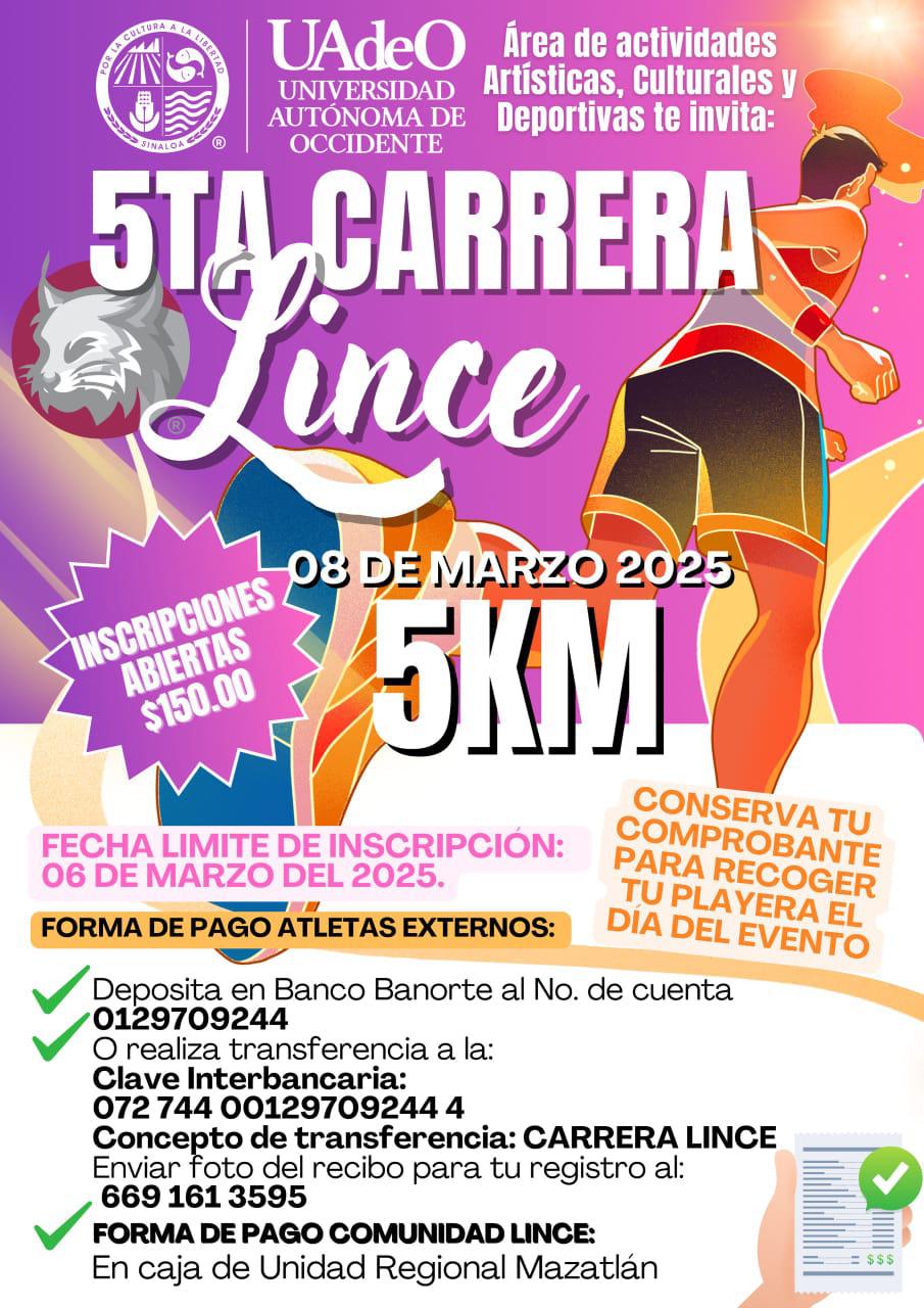 $!Presenta UAdeO nueva edición de la Carrera Lince