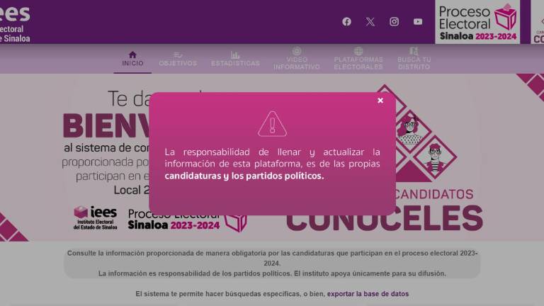 Espacio de la página del IEES donde se informa sobre las candidaturas.
