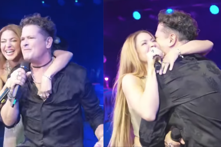 Sorprende Shakira a Carlos Vives en pleno concierto para cantar ‘La Bicicleta’