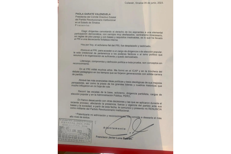 Luna Beltrán renuncia al PRI después de que Paola Gárate asumiera la dirigencia