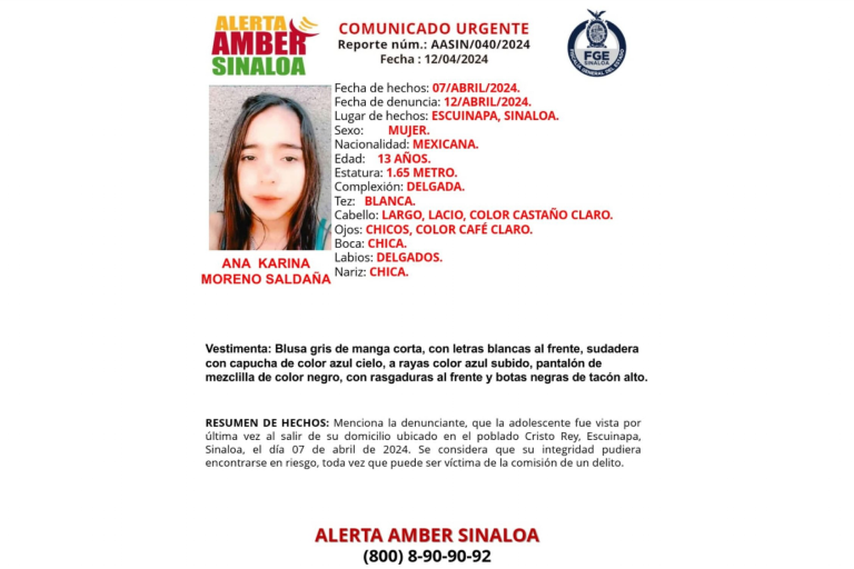Desaparece adolescente de 13 años en Escuinapa