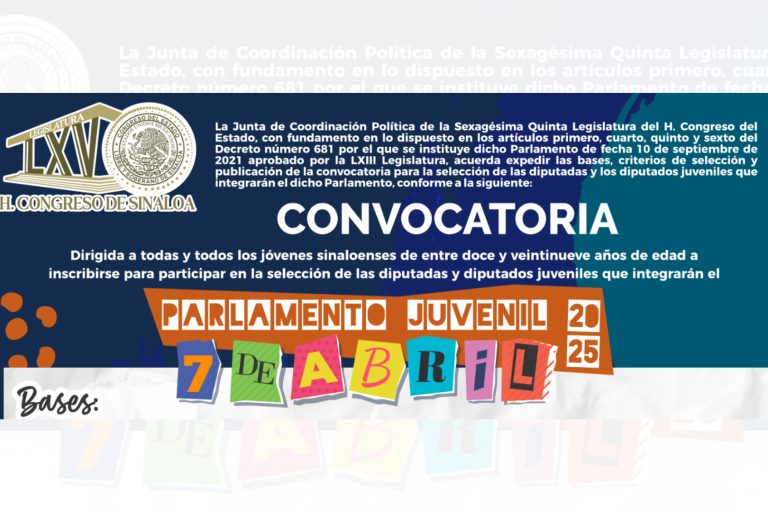 Invita Congreso del Estado a jóvenes sinaloenses a participar en Parlamento Juvenil 2025