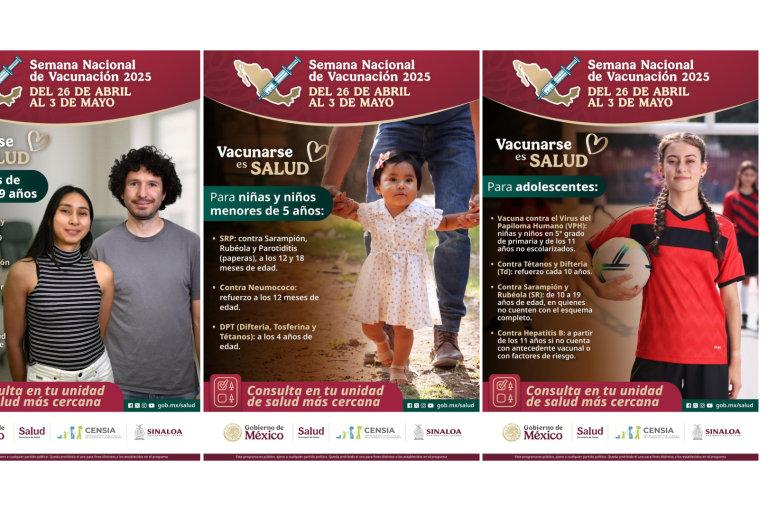 Salud Sinaloa invita a participar en la Semana Nacional de Vacunación 2025