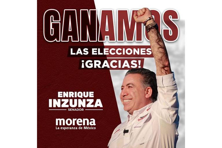 Enrique Inzunza Cázarez anuncia triunfo hacia el Senado