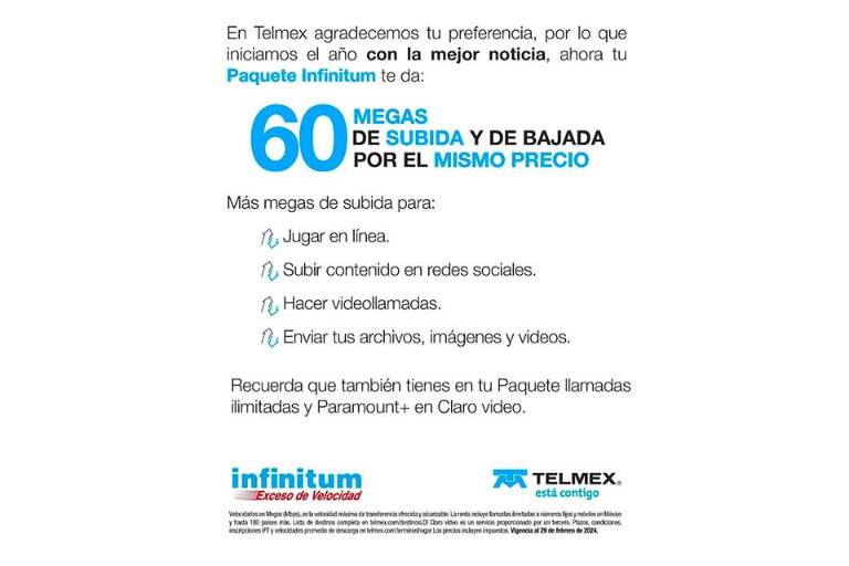 Telmex lanza servicio de acceso a internet simétrico