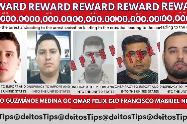 Cinco integrantes del Cártel de Sinaloa, entre los 10 más buscados por la DEA