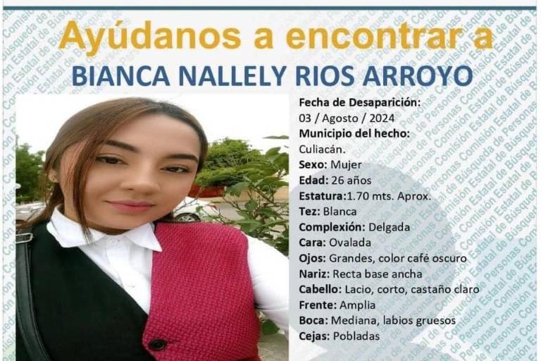 Buscan en Culiacán a Bianca Nallely