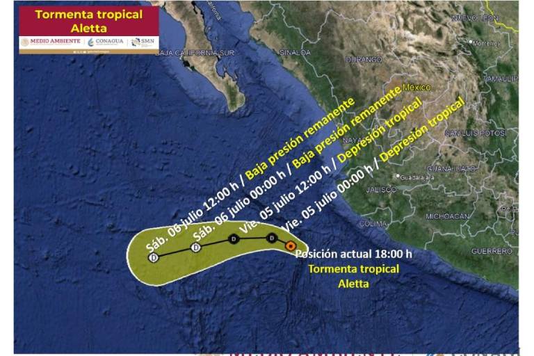 Se forma la primera tormenta tropical en el Océano Pacífico, Aletta