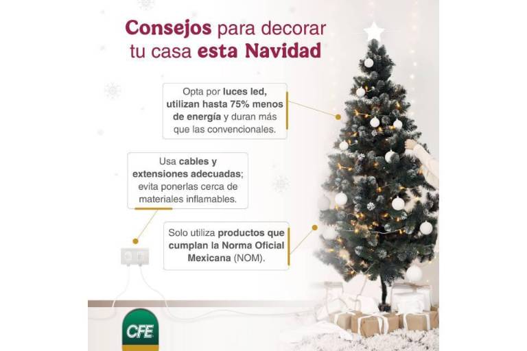 Recomienda CFE uso apropiado de luces y adornos navideños