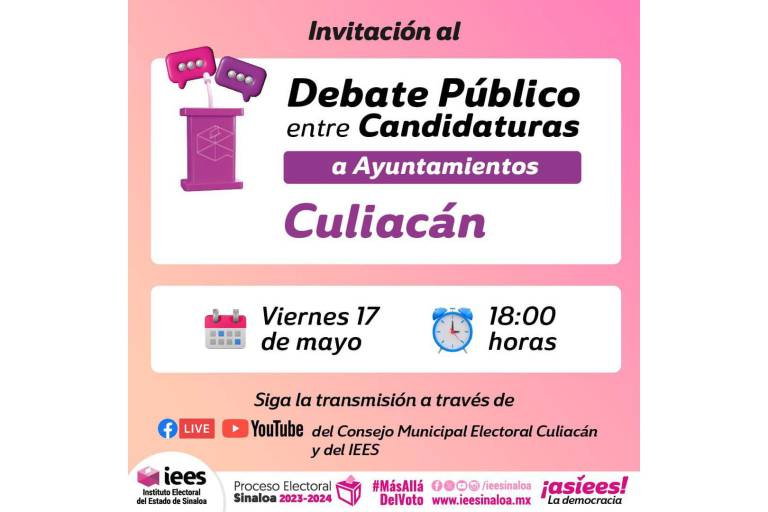Candidatas y candidatos por la Alcaldía de Culiacán confirman su asistencia al debate del IEES