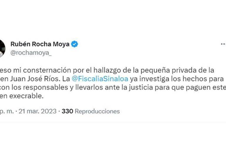 Buscan en Sinaloa a asesino de niña en Juan José Ríos: Rocha Moya