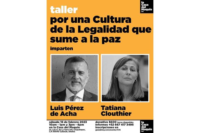 Impartirán Tatiana y Pérez de Acha taller sobre legalidad y paz