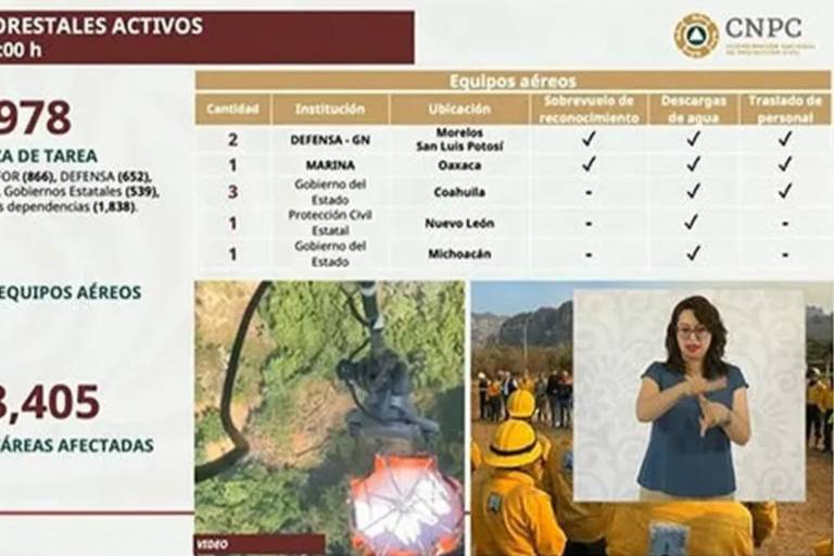 Protección Civil advierte por 114 incendios forestales activos en México por sequía extrema