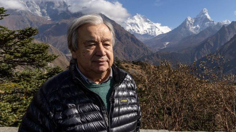 El Secretario General de las Naciones Unidas, António Guterres, visita Syangbpoche, distrito de Solukhumbu, Nepal.