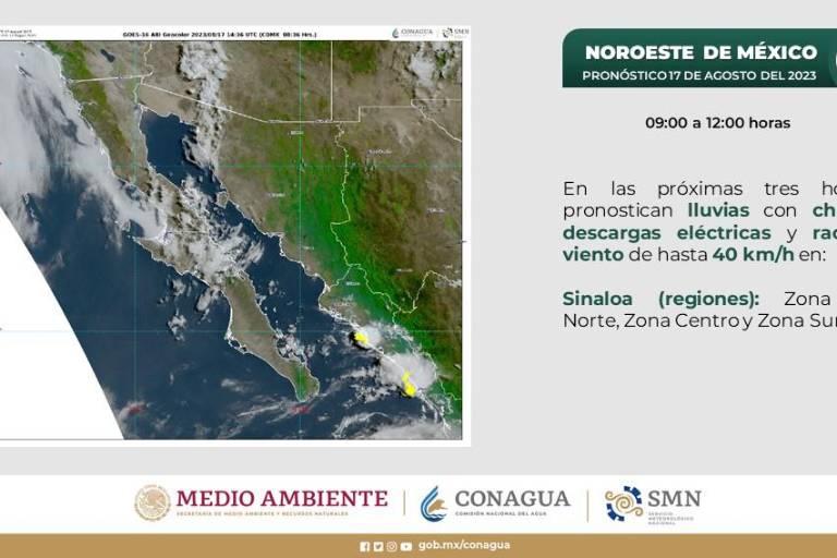 Prevén lluvias de moderadas a fuertes en el sur de Sinaloa por huracán Hilary: PC