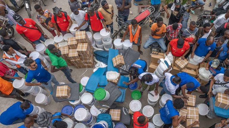 Centro de distrubición de ayuda humanitaria de la Organización Internacional para las Migraciones (OIM).