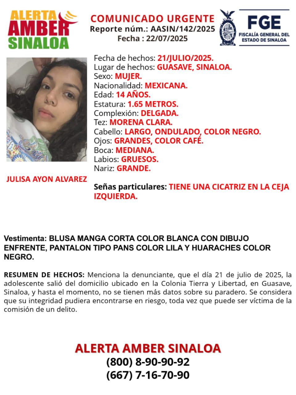 $!Activan Alerta Amber en Culiacán y Guasave por desaparición de dos adolescentes