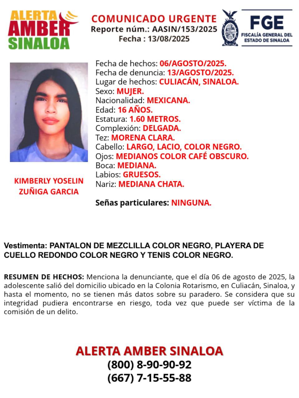 $!Buscan a Kimberly Yoselin, de 16 años, desaparecida en Culiacán