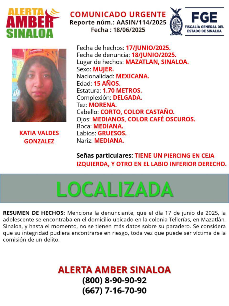 $!Localizan con vida a menor reportada como desaparecida en Mazatlán