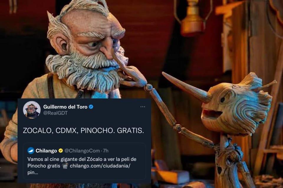 $!Proyectan ‘Pinocho’ de Guillermo del Toro en el Zócalo de la CDMX