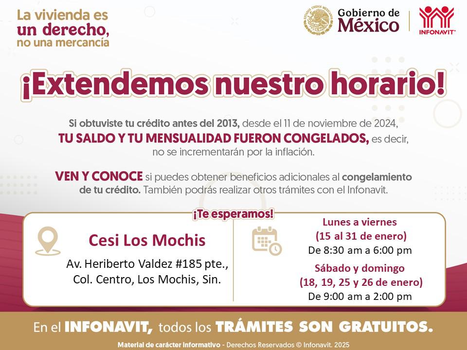 $!Anuncia Infonavit extensión de horarios para atender a sinaloenses