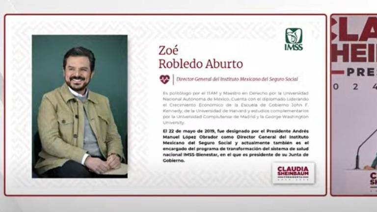 Claudia Sheinbaum anuncia que Zoé Robledo se mantendrá como titular del IMSS.