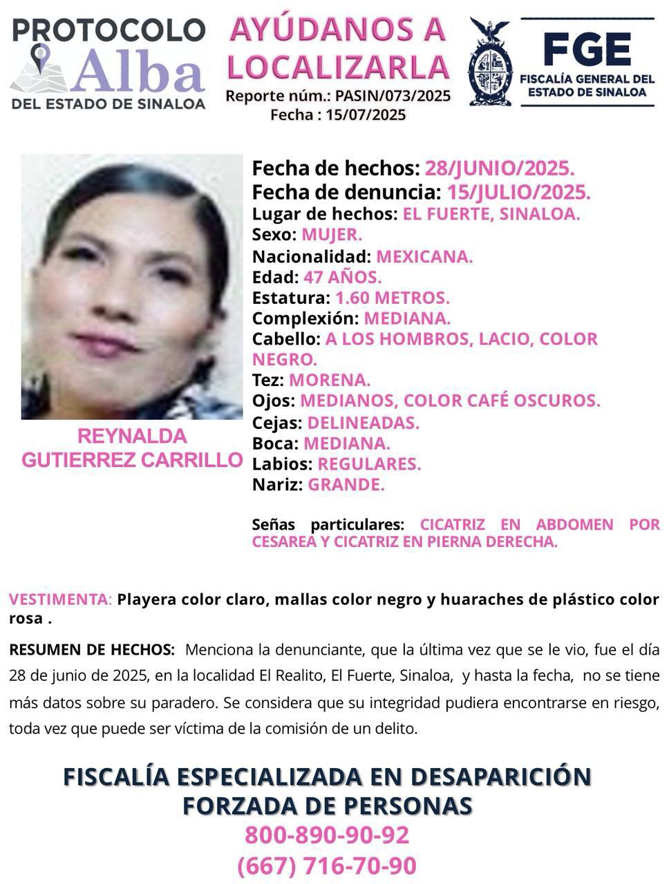 $!Reynalda y Miriam Guadalupe desaparecieron en El Fuerte y Guasave; activan Protocolo Alba