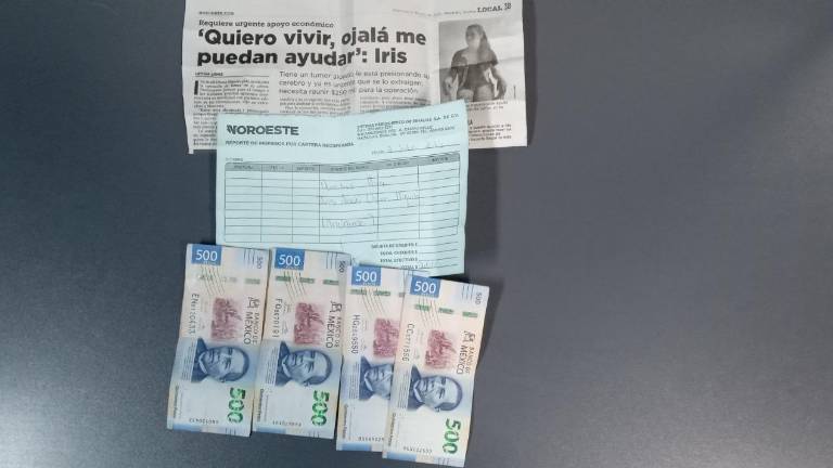 El donativo fue hecho por un fiel lector anónimo de Noroeste, quien siempre apoya las causas de ayuda.