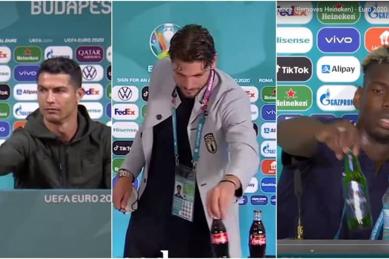 Agua SÍ, refrescos NO: El gesto de Cristiano contagia a la Eurocopa