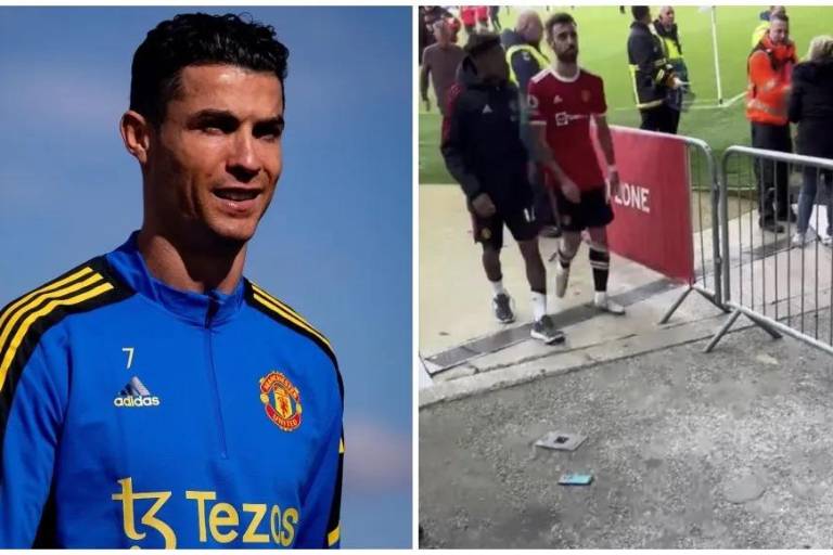 VIDEO: Cristiano Ronaldo tira celular de aficionado de Everton al salir de un partido